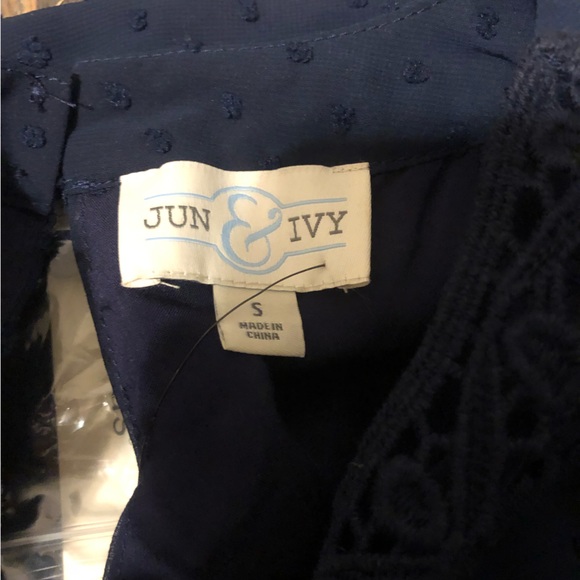 NWOT Navy Lace top dot dress - Picture 4 of 4